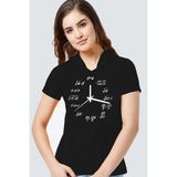 Rock&Roll Saat Kaç Siyah Kapşonlu Kısa Kollu Kadın T-Shirt - M