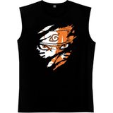 Rock&Roll Sert Naruto Siyah Kesik Kol | Kolsuz Erkek T-Shirt | Atlet - 02S-Siyah