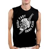 Rock&Roll Sörf Kurukafa Siyah Kesik Kol | Kolsuz Erkek T-Shirt | Atlet - XXS