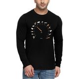 Rock&Roll Sürat Göstergesi Bisiklet Yaka Siyah Uzun Kollu Penye Erkek T-Shirt - XL