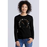 Rock&Roll Sürat Göstergesi Bisiklet Yaka Siyah Uzun Kollu Penye Kadın T-Shirt - M