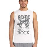 Rock&Roll Top Rock Acdc Beyaz Erkek Kesik Kol / Kolsuz Tişört - 001 - Beyaz - XS