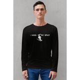 Rock&Roll Uzayda Kaykay Bisiklet Yaka Siyah Uzun Kollu Penye Erkek T-Shirt