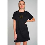 Rock&Roll Yalnız Teddy Siyah Kısa Kollu Penye T-Shirt Elbise - 000-Siyah