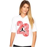 Rock&Roll Yirmi Üç Beyaz Kapşonlu Kısa Kollu Kadın T-Shirt - XL