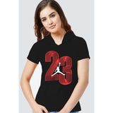 Rock&Roll Yirmi Üç Siyah Kapşonlu Kısa Kollu Kadın T-Shirt - XL