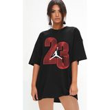 Rock&Roll Yirmi Üç Siyah Oversize Kısa Kollu Kadın T-Shirt - XS-S