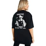 Rock&roll Yoda Kahvesi Oversize Siyah Kadın Tişört - XS - S