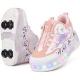 Rocky Çocuk Patenli Işıklı Tekerlekli Spor Ayakkabı & Patenli Rahat Ayakkabı Unisex - Pudra Pembe - 33
