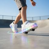 Rocky Glow Beyaz LED Işıklı Patenli Ayakkabı – Çift Tekerlekli, Çocuk Roller Shoes, Işıklı Spor Ayakkabı, Kaykay Ayakkabı