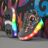 Rocky Sport Flames Çocuk Patenli Işıklı Tekerlekli Spor Ayakkabı & Bej Kaykay Ayakkabı 4 Teker - 36
