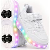 Rocky Sport Glow Kız Erkek Çocuk Patenli, Işıklı Rahat Spor Ayakkabı & Sneaker 4 Teker Kaykay Ayakkabı - Beyaz - 30