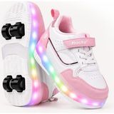 Rocky Sport Glow Kız Erkek Çocuk Patenli, Işıklı Rahat Spor Ayakkabı & Sneaker 4 Teker Kaykay Ayakkabı - Pembe - 35