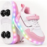 Rocky Sport Glow Kız Erkek Çocuk Patenli, Işıklı Rahat Spor Ayakkabı & Sneaker 4 Teker Kaykay Ayakkabı - Pembe - 36