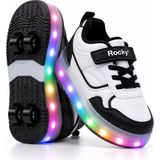 Rocky Sport Glow Kız Erkek Çocuk Patenli, Işıklı Rahat Spor Ayakkabı & Sneaker 4 Teker Kaykay Ayakkabı - Siyah
