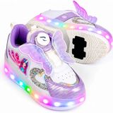 Rocky Sport Kanatlı Kız Çocuk Patenli, Işıklı, Rahat Mor Spor Ayakkabı&sneaker | 4 Teker Kaykay Ayakkabı - 36