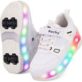 Rocky Sport Patenli Cırtlı Işıklı Spor Ayakkabısı 4 Tekerlekli Paten –ışıkları On/off Tuşlu - Beyaz - 29