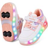 Rocky Sport Patenli Cırtlı Işıklı Spor Ayakkabısı 4 Tekerlekli Paten –ışıkları On/off Tuşlu - Pembe - 36