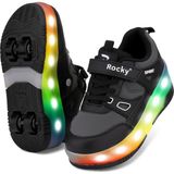 Rocky Sport Patenli Cırtlı Işıklı Spor Ayakkabısı 4 Tekerlekli Paten –ışıkları On/off Tuşlu - Siyah - 30