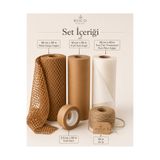 roco paper Ambalaj ve Hediye Paketleme Seti, Petek Dolgu - Kraft - Pelur Kağıt - Bant ve Jüt İp, 5 Parça
