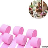 Roco Paper Co. Açık Pembe Krapon Kağıdı Rulosu, Çiçek Yapım, Parti, El Işi Süsleme Kağıdı, 6 Adet, 4.5 cm x 22METRE