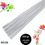 Roco Paper Co. Beyaz Yapay Çiçek Teli, No:26 (0.8 Mm) - Çiçek Aranjman Yapım Teli, 500 gr (620-630 Adet), 60 cm