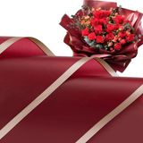 Roco Paper Co. Çiçek Ambalaj Kağıdı - Bordo - Altın Kenarlı - Mat Opp 58X58 cm - 5 Adet