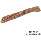 Roco Paper Co. Doğal Kesilmiş Jüt Ip Seti, 100LÜ-35 Cm, Kraft Hediye Paketleme & Süsleme Ipi, Etiket ve Ambalaj Ipi