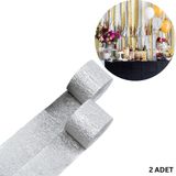 Roco Paper Co. Gümüş Krapon Kağıdı Rulosu, Çiçek Yapım, Parti, El Işi Süsleme Kağıdı, 2li Paket, 4.5 cm x 22 Metre