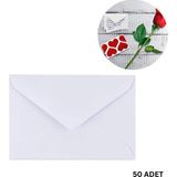 Roco Paper Co. Hediye Kartı Zarfı, 13X18 Cm, Davetiye, Düğün, Fotoğraf, Not Kağıdı Zarfı, 50 Adet, Beyaz