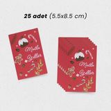 Roco Paper Co. Kırmızı Yılbaşı Hediye Kart Seti 25 Adet 5,5x8,5 Cm Mutlu Yıllar Yazılı Tasarım
