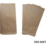 Roco Paper Co. Körüklü Kraft Kese Kağıdı, Beyaz Puantiyeli Şamua Hediye, Ambalaj & Gıda Poşeti, 15X33 Cm, 500 Adet