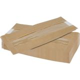 Roco Paper Co. Kraft Şamua Pencereli Kese Kağıdı, Körüklü Ambalaj Poşeti, Butik Hediye Paketi, 100 Adet, 25x33 Cm