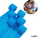 Roco Paper Co. Mavi Şerit Krapon Kağıdı Rulosu, Çiçek Yapım, El Işi Süsleme Kağıdı, 6 Adet, 4.5 cm x 22METRE