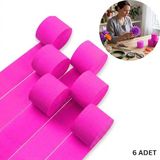 Roco Paper Co. Neon Pembe Şerit Krapon Kağıdı Rulosu, Çiçek Yapım, Parti, El Işi Süsleme Kağıdı, 6 Adet, 4.5cm x 22METRE