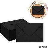 Roco Paper Co. Siyah Davetiye Zarfı, Dayanıklı Mat Tebrik Kart ve Mektup Zarfı Seti, 50 Adet, 13X18 cm - 140 gr