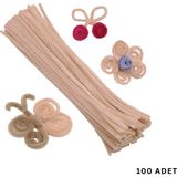 Roco Paper Co. Şönil Tel, El Işi, Dıy, Hobi ve Çiçek Yapım Teli, Kemik Rengi, 100 Adet, 6 mm - 30 cm