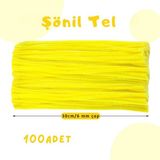 Roco Paper Co. Şönil Tel, El Işi, Dıy, Hobi ve Çiçek Yapım Teli, Sarı, 100 Adet, 6 mm - 30 cm