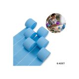 roco paper Gök Mavi Şerit Krapon Kağıdı Rulosu, Çiçek Yapım, El İşi Süsleme Kağıdı, 6 Adet, 4.5 Cm x 22 Metre