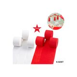 roco paper Kırmızı Beyaz Krapon Kağıdı Seti-6lı, Çiçek Yapım, Parti, El İşi Süsleme Kağıdı, 4.5 Cm x 22 Metre