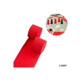 roco paper Kırmızı Krapon Kağıdı Rulosu, Çiçek Yapım, Parti, El İşi Süsleme Kağıdı, 2li Paket, 4.5 Cm x 22 Met