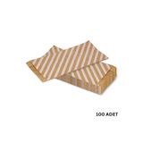 roco paper Körüklü Kraft Kese Kağıdı, Beyaz Verev Desenli Şamua Hediye, Ambalaj Poşeti, 15x33 Cm, 100 Adet