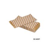 roco paper Körüklü Kraft Kese Kağıdı, Beyaz Verev Desenli Şamua Hediye, Ambalaj Poşeti, 15x33 Cm, 50 Adet