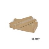 roco paper Kraft Şamua Pencereli Kese Kağıdı, Körüklü Ambalaj Poşeti, Butik Hediye Paketi, 50 Adet, 15x40 Cm