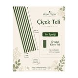 roco paper PVC Plastik Kaplı Yeşil Çiçek Teli 2 mm - 30 cm, 10 Adet Bitki Sabitleme, Hobi ve Aranjman Teli