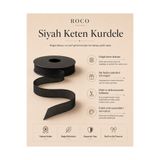 roco paper Siyah Keten Kurdele 2,5 cm x 20 Metre, Hediye Paketi ve Hobi Şeridi, Ambalaj ve Süsleme Kurdelesi