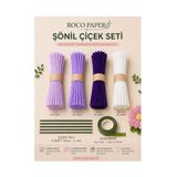 roco paper Şönil Çiçek Yapım Seti-100lü, DIY Şönil Tel, Çiçek Teli ve Bant Kiti (Beyaz, Lila, Lavanta, Mor)