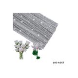roco paper Şönil Tel, El İşi, DIY, Hobi ve Çiçek Yapım Teli, Simli Gümüş, 100 Adet, 6 mm - 30 Cm