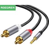 Rocoren 3.5mm Aux Jack To Rca Hi-Fi Ses Kablosu 5 Metre - Gri