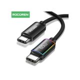 Rocoren 60W Type-C to Type-C RGB Aydınlatmalı Örgülü Şarj ve Data Kablosu 2 Metre